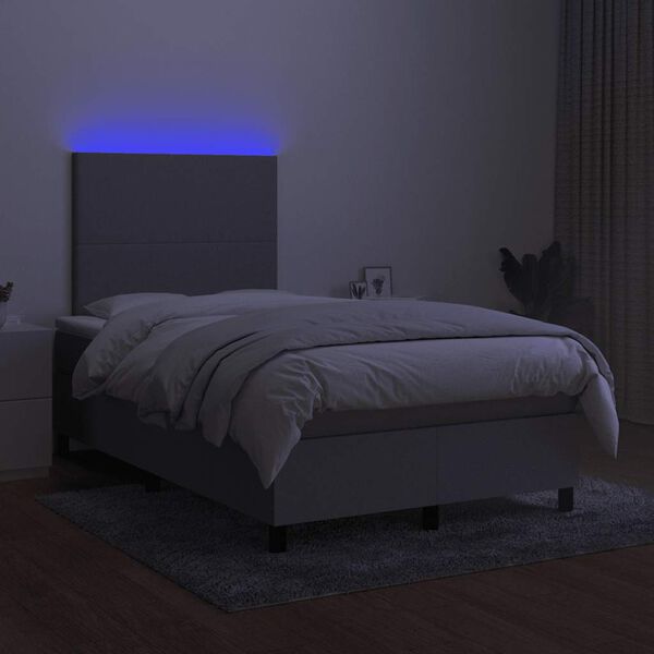 vidaXL Boxspring met matras en LED stof lichtgrijs 120x190 cm