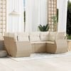 vidaXL 6-delige Loungeset met kussens poly rattan beige