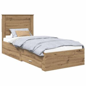 vidaXL Bedframe met lade Artisan Eiken 100 x 200 cm Bewerkt hout