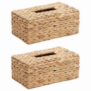 vidaXL Tissueboxhoezen 2 st Waterhyacint 27.5 x 16.5 x 14 cm Naturel