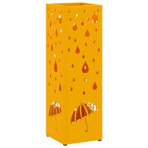 vidaXL Regen paraplu standaard Mosterdgeel 15,5 x 15,5 x 49 cm Staal