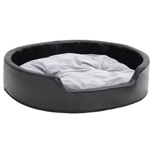 vidaXL Hondenmand 79x70x19 cm pluche en kunstleer zwart en grijs