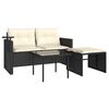 vidaXL 3-delige Loungeset met kussens poly rattan zwart