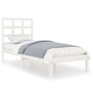 vidaXL Bedframe massief hout wit 75x190 cm