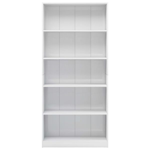 vidaXL Boekenkast 5 schappen 80x24x175 cm bewerkt hout hoogglans wit