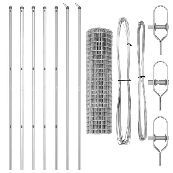 vidaXL Hek met Paal Zilver 1,2 x 25 m Staal en PVC