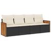 vidaXL 4-delige Loungeset met kussens poly rattan zwart