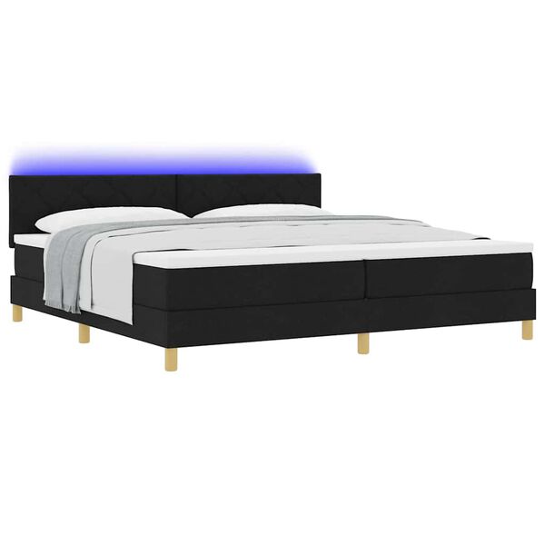 vidaXL LED Box Spring Bed met matras met LED Zwart 200 x 200 cm Stof