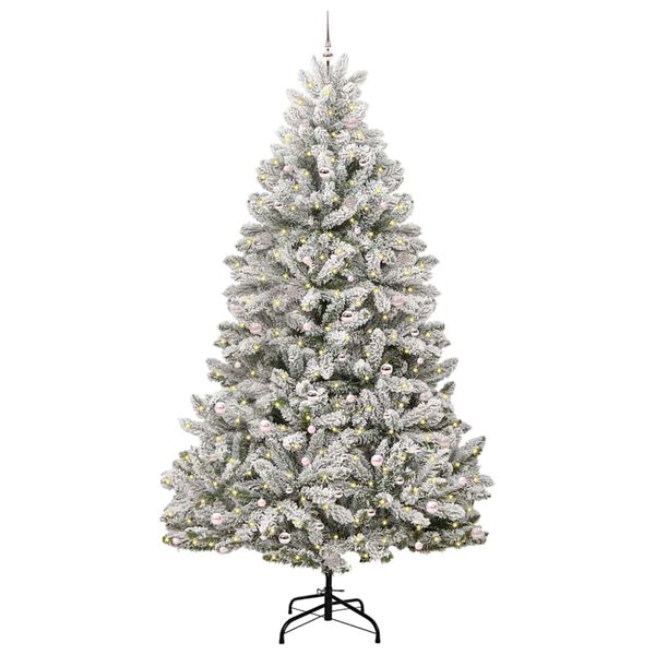 vidaXL Kunstkerstboom met 300 LED Groen en Wit 300 cm PVC en Metaal
