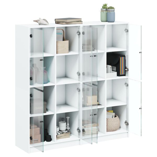 vidaXL Boekenkast met deuren 136x37x142 cm bewerkt hout wit