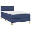vidaXL Boxspring met matras stof blauw 90x200 cm