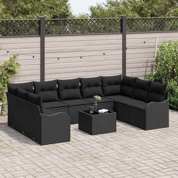 vidaXL Tuin Sofa Set Zwart poly rattan
