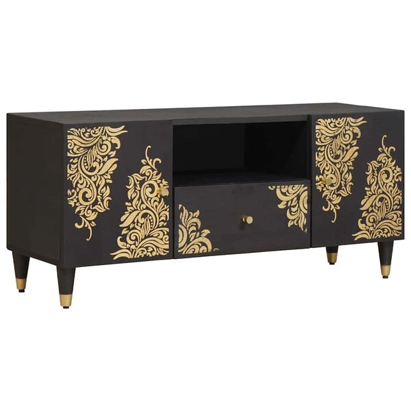 vidaXL TV-kast met lade Zwart 105 x 33 x 46 cm Massief Mango Hout