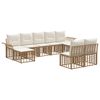 vidaXL Buiten bankenset 9 pcs Natuurlijk en Cr&egrave;me Wit Polyester