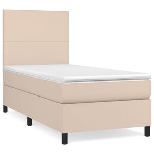 vidaXL Boxspring met matras kunstleer cappuccinokleurig 90x190 cm