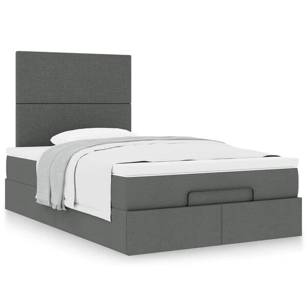 vidaXL Ottoman bed met matras 120x190 cm stof donkergrijs