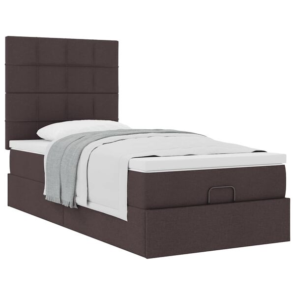 vidaXL Ottoman bed met matras 80x200cm stof donkerbruin