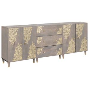 vidaXL Badkamerkastenset met lade 3 pcs Grijs en Goud 180 x 33 x 75 cm