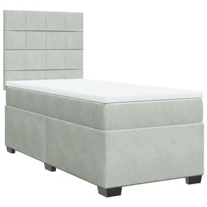 vidaXL Boxspring met matras fluweel lichtgrijs 90x190 cm