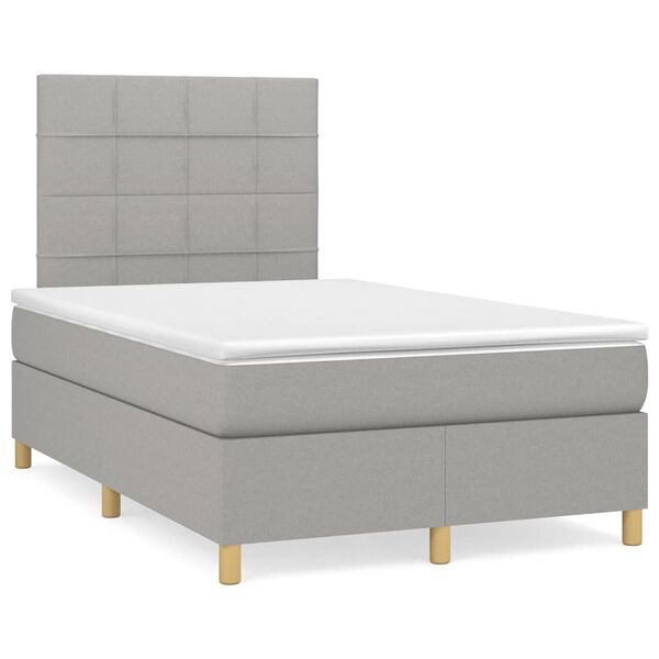 vidaXL Boxspring met matras stof lichtgrijs 120x190 cm