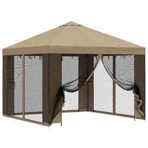 vidaXL Tuin Gazebo met Zijwanden 3 x 3 m Beige Polyester en staal