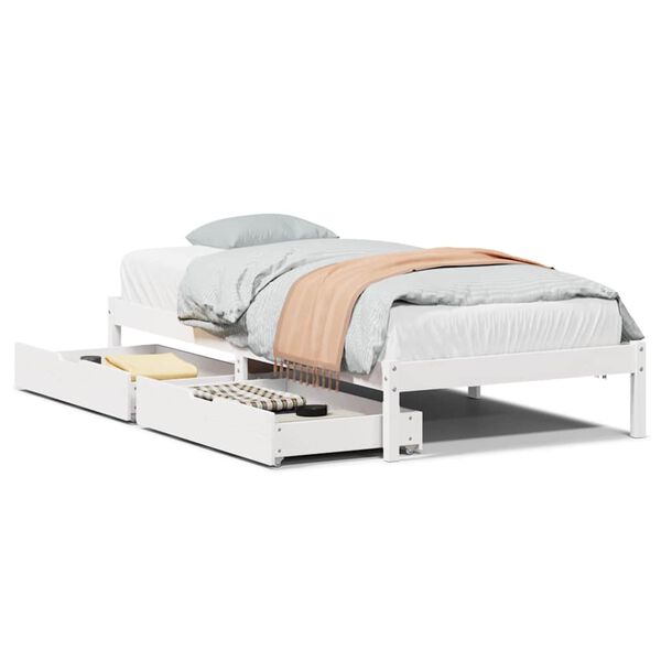 vidaXL Bedframe zonder matras massief grenenhout wit 90x190 cm