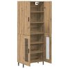 vidaXL Hoge kast 2 pcs Oud Hout Geengineerd Hout en Glas