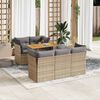vidaXL 6-delige Loungeset met kussens poly rattan beige