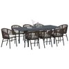 vidaXL Tuin eettafelset 9 pcs Bruin poly rattan