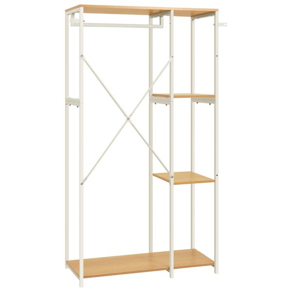 vidaXL Kledingkast 90x40x167 cm metaal spaanplaat wit en eikenkleurig