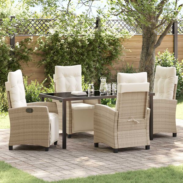 vidaXL Tuin Eetset 5 pcs Beige poly rattan