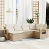 vidaXL 6-delige Loungeset met kussens poly rattan beige