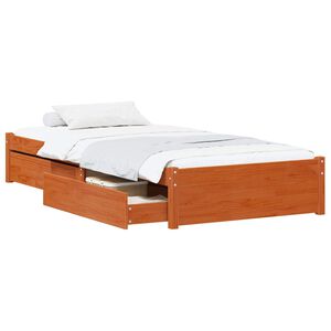 vidaXL Bedframe met lade met opslag 3 st Wasbruin Grenenhout