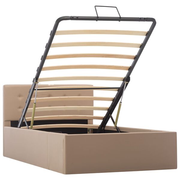vidaXL Bedfram met opslag hydraulisch kunstleer cappuccino 100x200 cm