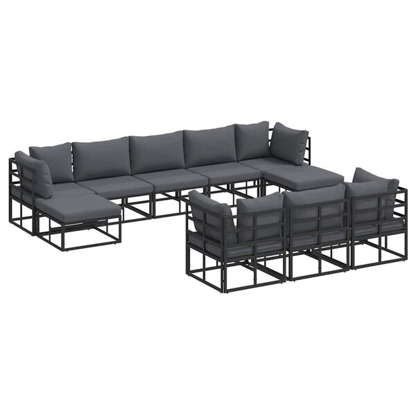 vidaXL Tuin Sofa Set 10 pcs Zwart Aluminium