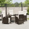 vidaXL Tuin eettafelset met kussen 5 pcs Bruin poly rattan