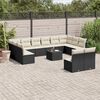 vidaXL 13-delige Loungeset met kussens poly rattan zwart