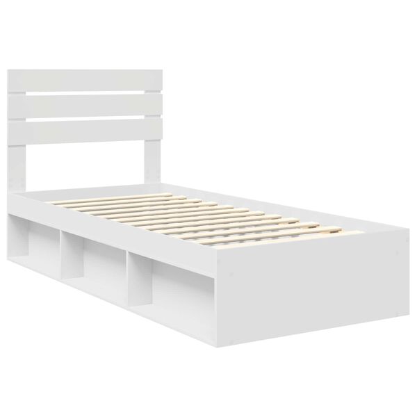 vidaXL Bedframe met hoofdeinde Wit 90 x 200 cm Massief grenenhout