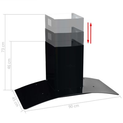vidaXL Wandafzuigkap 756 m³/u 90 cm roestvrij staal zwart