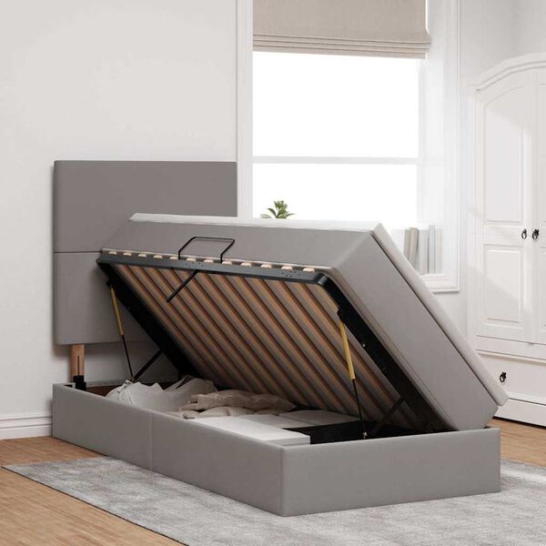 vidaXL Opslag bed met matras met matras Taupe 90 x 190 cm Polyester