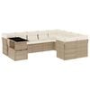 vidaXL 10-delige Loungeset met kussens poly rattan beige
