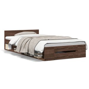 vidaXL Bedframe met lade bewerkt hout bruin eikenkleurig 90x200 cm