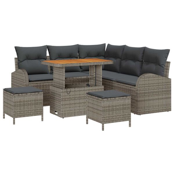 vidaXL Tuin Sofa Set met kussen 8 pcs Grijs Poly riet
