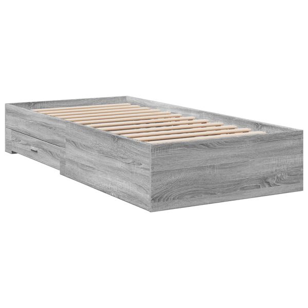 vidaXL Bedframe met lades bewerkt hout grijs sonoma eiken 100x200 cm