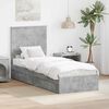 vidaXL Opslag bed met hoofdeinde Beton Grijs 75 x 190 cm Bewerkt hout