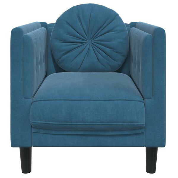 vidaXL Fauteuil met kussen fluweel blauw