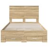 vidaXL Bedframe met hoofdeinde Sonoma Eiken 135 x 190 cm Bewerkt hout