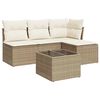 vidaXL 5-delige Loungeset met kussens poly rattan beige
