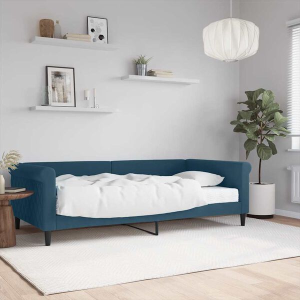 vidaXL Slaapbank met matras 100x200 cm fluweel blauw
