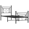 vidaXL Bedframe met hoofd- en voeteneinde metaal zwart 75x190 cm